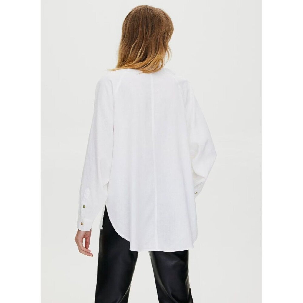 Aritzia WILFRED FREE Light Blue Linen Boyfriend Button-Up Shirt Blouse, Size XS - Picture 13 of 15